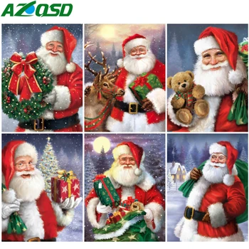 

AZQSD Diamond Painting Santa Claus Cross Stitch Handmade Picture Of Rhinestones Diamond Embroidery Christmas Home Decor Gift