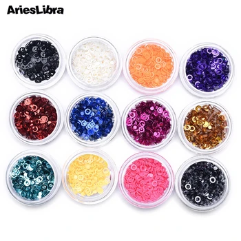 

12 pots/set Nail Art Circle Slice Sequins Colorful 3D Round Holo Circle Sequins Nail Glitter Manicure Nail Art Decorations