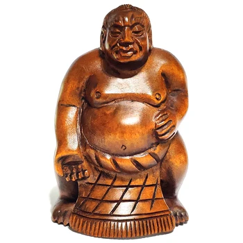 

Y6642: 2" Hand Carved Boxwood Netsuke - Japanese Wrestler Man