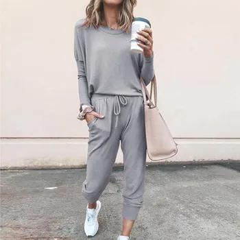 

Two 2 Piece Set Women Pants Summer Pink Black Loose Long Sleeve Trousers Tracksuit Outfits Clothes Casual Streetwear Spring 2020