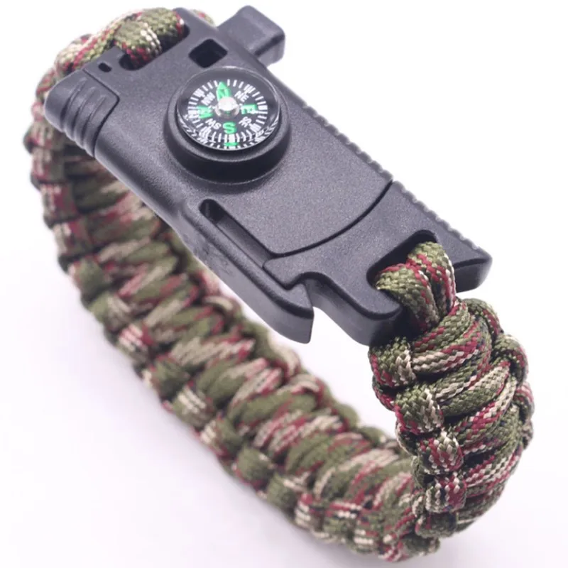 MKENDN Мужской многофункциональный паракордовый браслет для выживания на открытом воздухе для кемпинга спасательные аварийные веревочные браслеты с ножом для женщин - Окраска металла: Camouflage 1