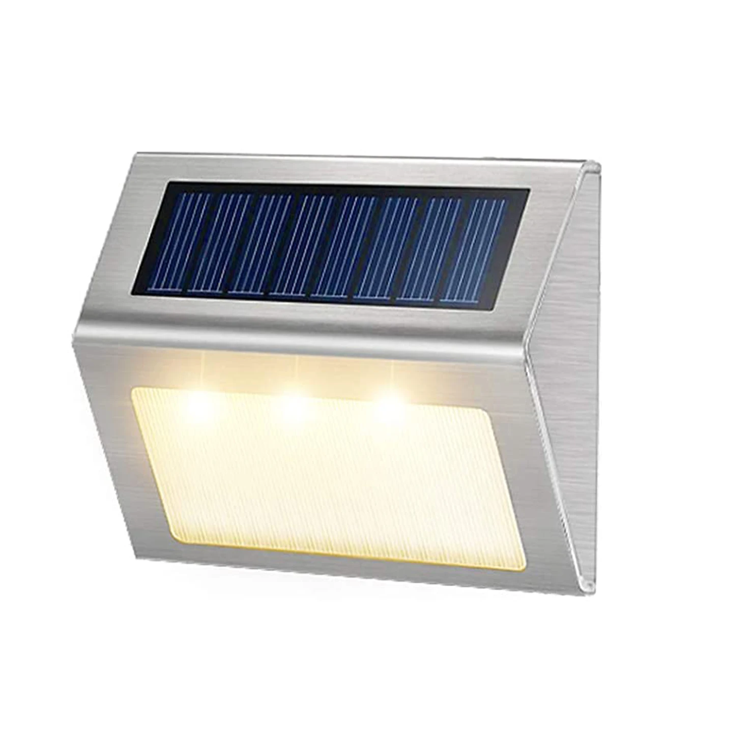 Solar Deck Lights Bright 3 LED Stair Light Outdoor Waterproof Stainless Steel Wireless Lighting for Balcony Garden Yard Fence solar powered led wall light