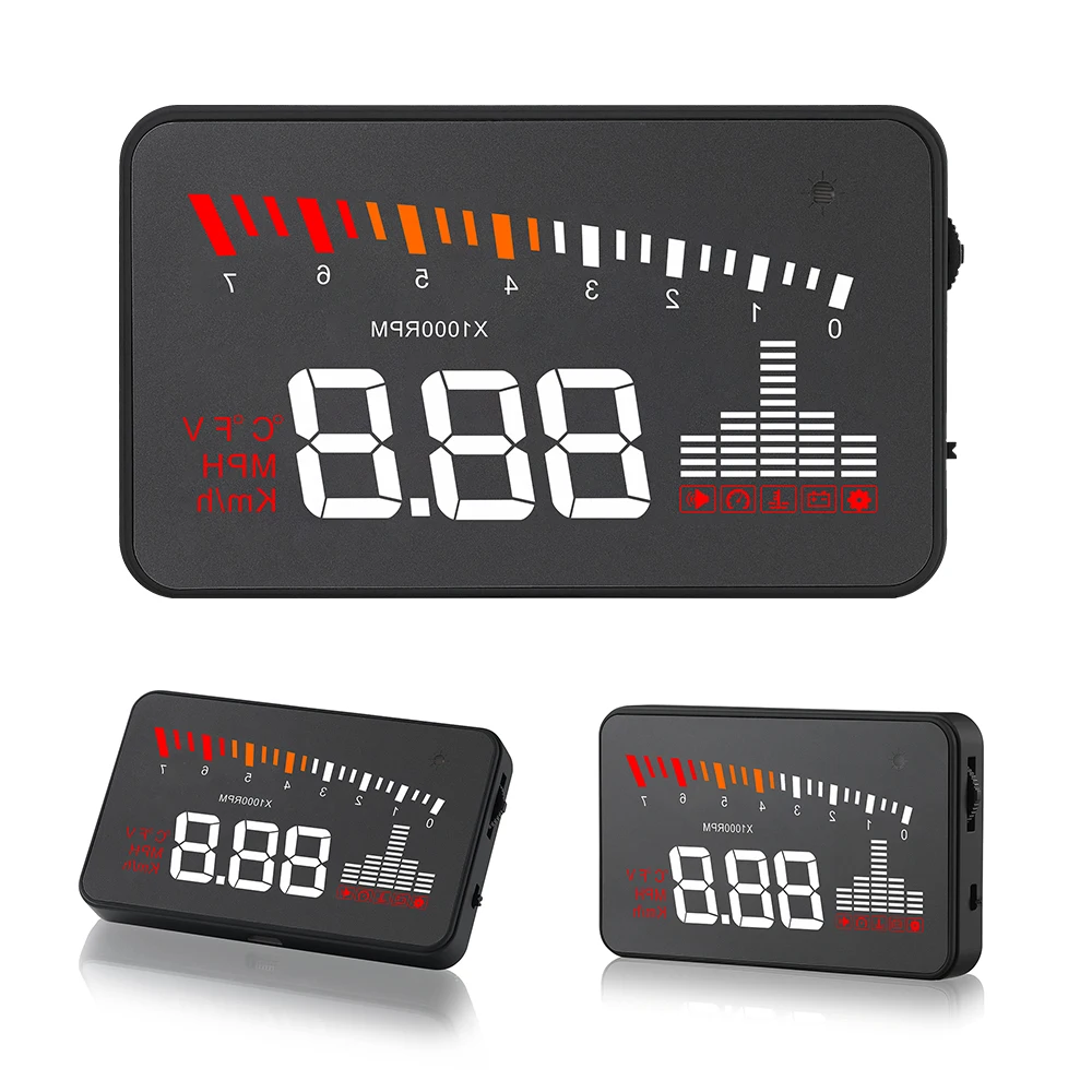 OBD OBDII Автомобильный дисплей на голову HUD X5 система Предупреждение о превышении скорости проектор лобовое стекло авто электронная сигнализация напряжения