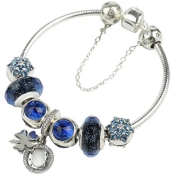 

NEW 100% 925 Sterling Silver Brand New 1:1 Genuine Glamorous Ocean Heart Bracelet Set Snowflake Starry Night Themed Bracelet