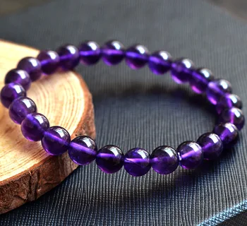 

Natural Amethyst Single Circle Bracelet Woman Violet Crystal Men And Women Lovers Hand String Concise Flourishing Ornaments Love