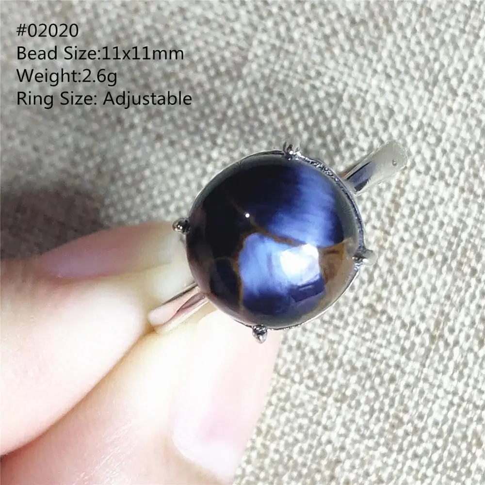 Genuine Natural Blue Pietersite Gemstone Chatoyant Adjustable Round Ring 11x11mm From Namibia 925 Silver Women Men AAAAA Genuine Natural Blue Pietersite Gemstone Chatoyant Adjustable Round Ring 11x11mm From Namibia 925 Silver Women Men AAAAA