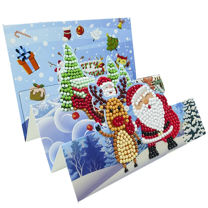 5d Diy Diamond Painting Threedimensional Christmas Greeting Card