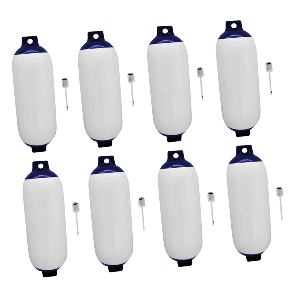 8-Pack Ribbed Marine Boat Fender Durable PVC Bumper Dock Shield Protection 4.3'' x 15.7''