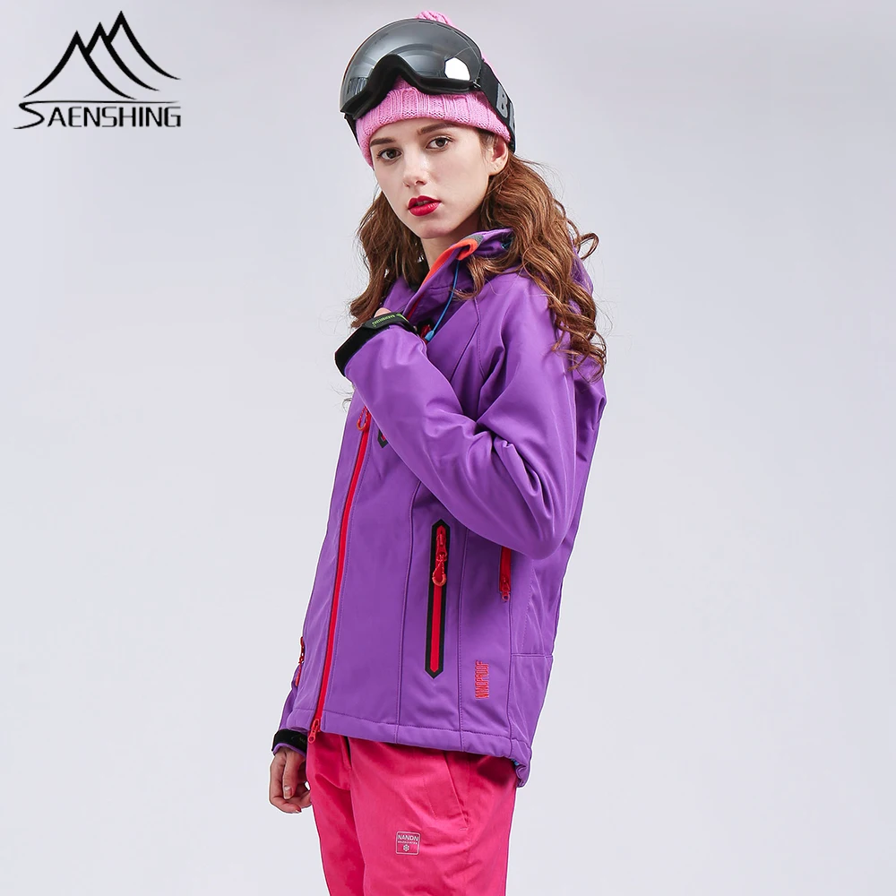 SAENSHING лыжные штаны Женская куртка softwell Пальто сноуборд горные лыжные брюки высокое качество утолщаются теплые зимние уличные - Цвет: purple