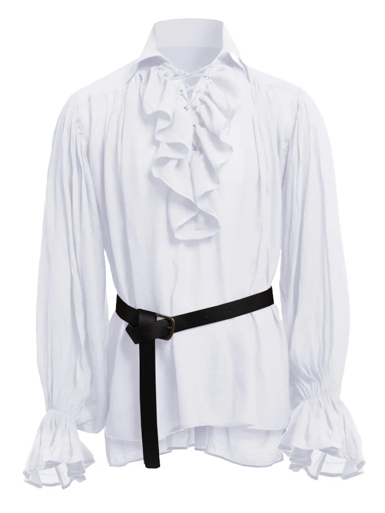 MJARTORIA для взрослых мужчин средневековая туника топ Ренессанс Жених пират Larp костюм рубашка с длинным рукавом Косплей Топ