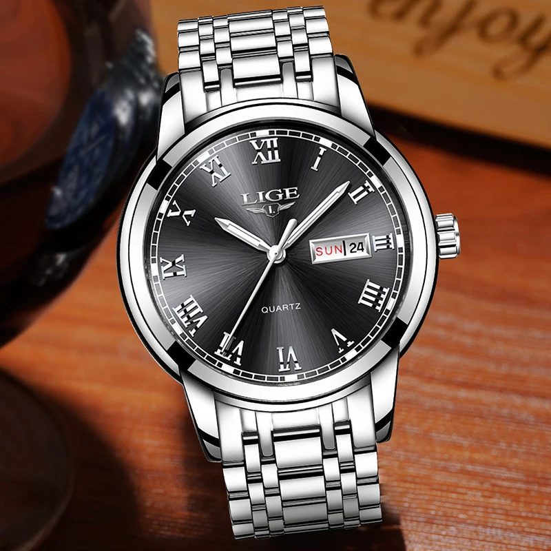 2019 LIGE Business Men's Watch Top Luxury Brand Classic Fashion Stainless Steel Waterproof Quartz Wristwatch Relogio Masculino | Наручные