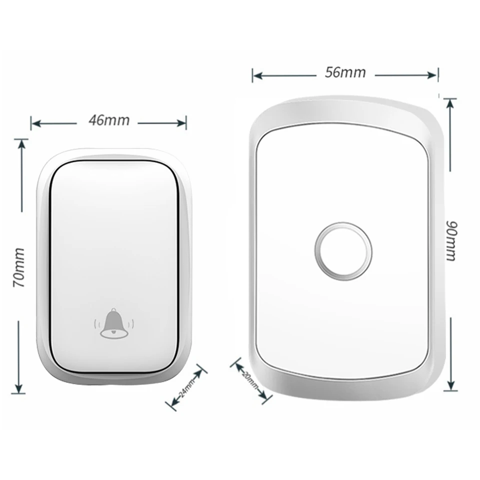 botão e 4 receptores, sem bateria, 150m, para porta de casa.