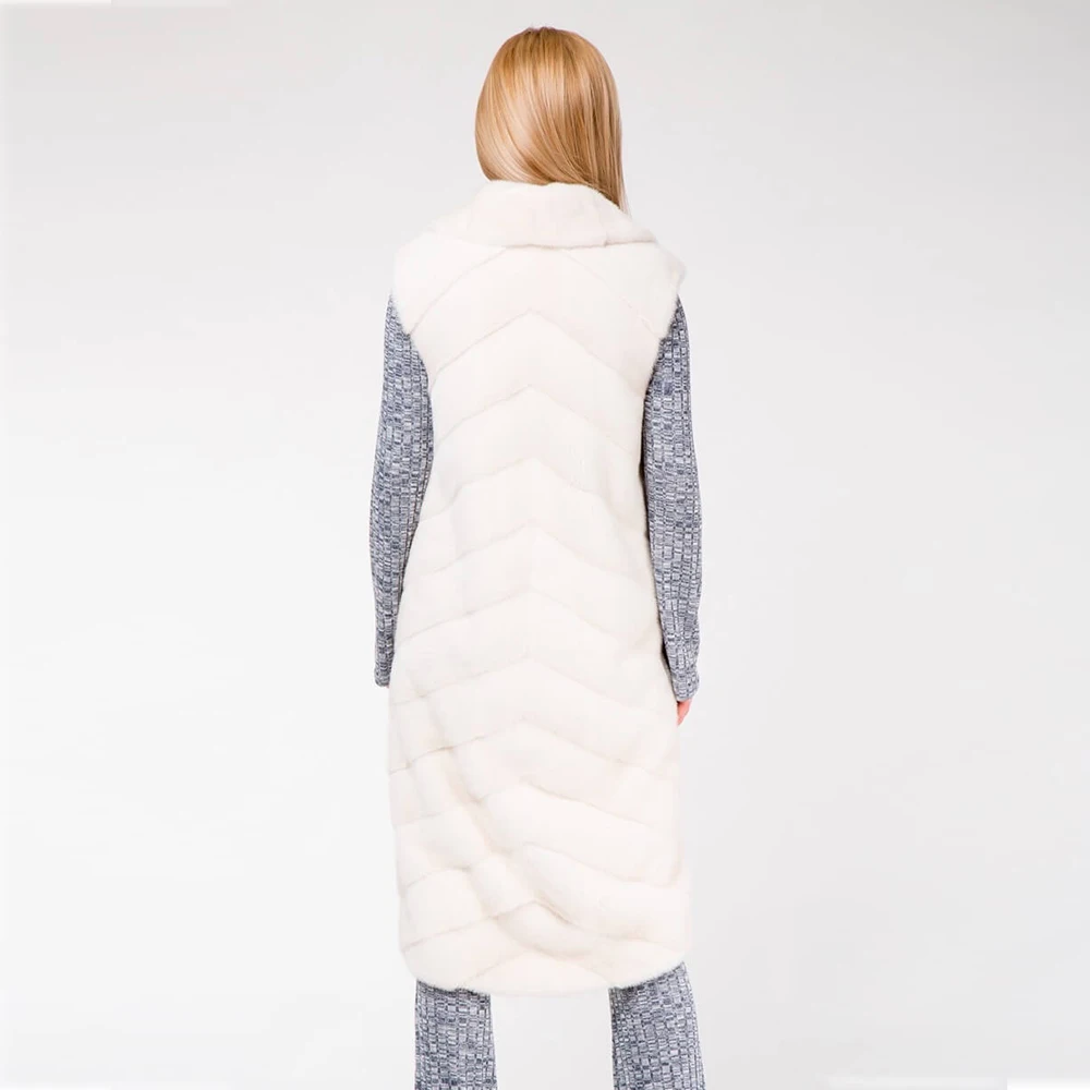 Warm Real Mink Fur Coat Women Winter Gilet Vest Wrap Cloak With hood NEW Jacket Overcoat Female Ladies Fashion Furs Jacket