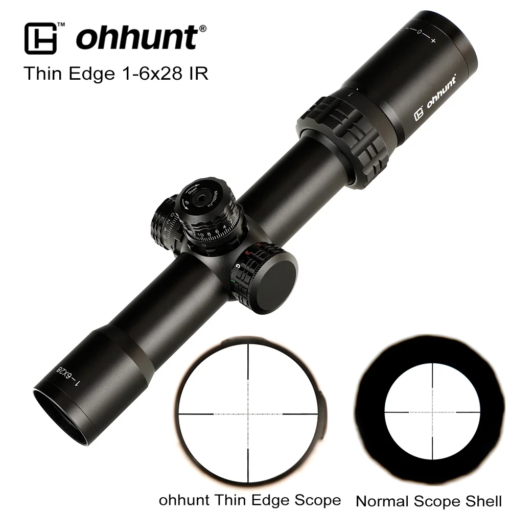 Охота ohhunt тонкий край 1-6X28 ИК оптические прицелы Mil точка стекло травление сетка RGB Освещение турели замок сброс съемки область