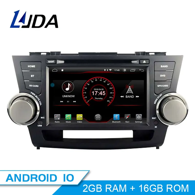 LJDA 2 Din Android 10.0 Car DVD Player For Toyota highlander 2008-2011 Wifi GPS Radio 2G+16G Quad Cores Multimedia Stereo RDS