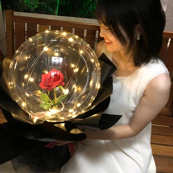 

Luminous Led Balloon Transparent Round Bubble Decoration Rose Party Decorative Wedding Gift