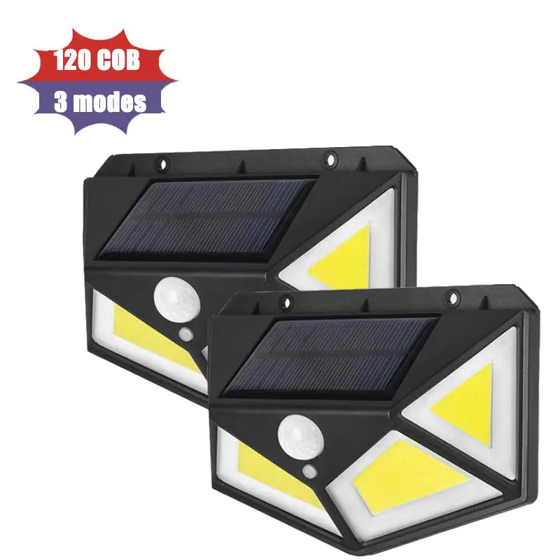 

120 COB LED Solar Light Outdoor Solar Lamp PIR Motion Sensor Wall Light Waterproof Solar lamps Sunlight Powered lights PTCS