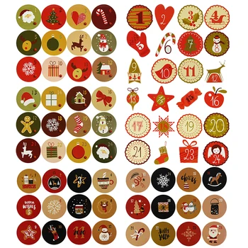 

4sheets Merry Christmas Advent Calendar Number Paper Sticker Cookie Candy Seal Stickers DIY Gift Packing Labels Xmas Party Decor