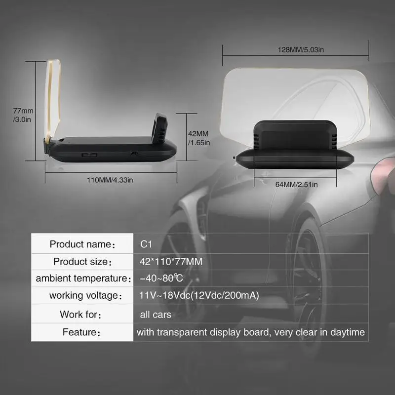 VODOOL C1 автомобиля HUD OBD2 gps двойной режим HD светодиодный головной Дисплей Скорость проектор Скорость ometer сверх-Скорость Предупреждение охранной сигнализации Системы