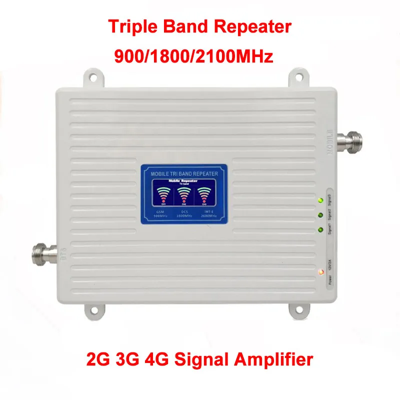 Усилитель сигнала сотовой связи 2G 3G 4G трехдиапазонный репитер 900 1800 2100 GSM DCS WCDMA