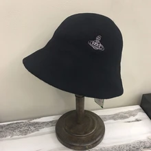 Korean Version Casual Saturn Embroidery Bucket Cap Plush Wool Fisherman Cap Basin Hat Outdoor Trend Friend Fall Winter