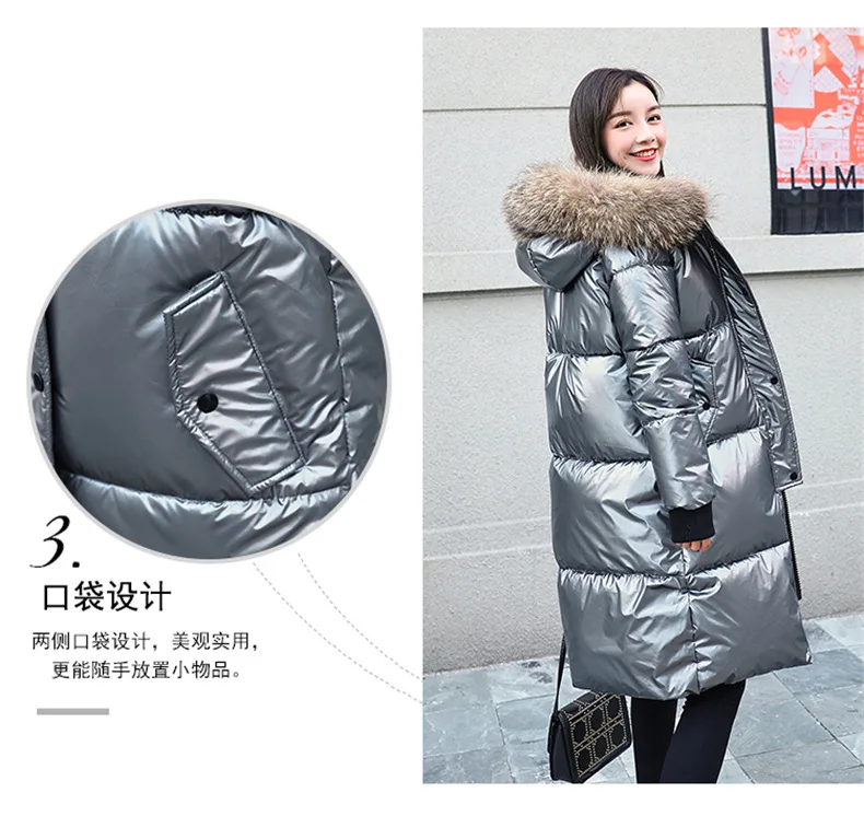 AliExpress bao ban Amazon outside DHgate EBay зимний стиль бронзовая яркая поверхность большой меховой воротник средней длины с хлопковой подкладкой