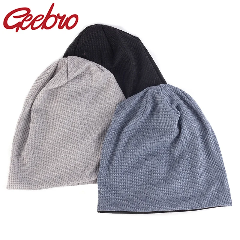 

Geebro Новая женская шапка облегающие хлопковые однотонные полосатые шапки с напуском для женщин мягкие удобные осенние шапочки облегающая шапка