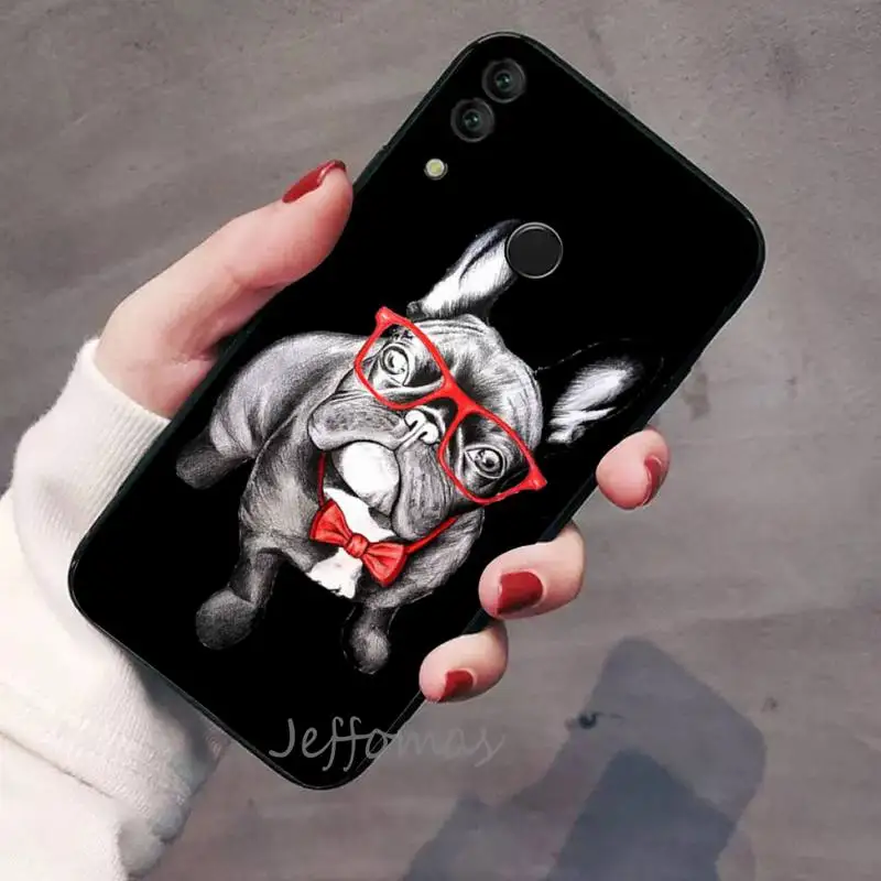 Cute Funny French Bulldog Phone Cover For Huawei Honor view 7a5.45inch 7c5.7inch 8x 8a 8c 9 9x 10 20 10i 20i lite pro pu case for huawei