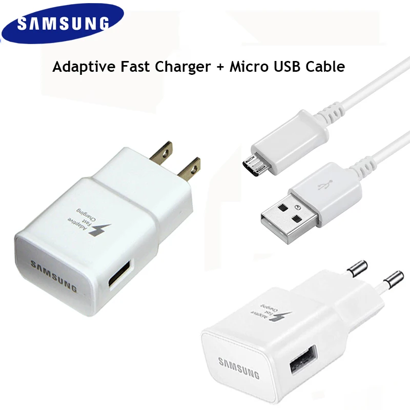 Оригинальный адаптер для быстрой зарядки Samsung 9V 1.67A EU US UK 100 см кабель Micro USB Galaxy S6 S7