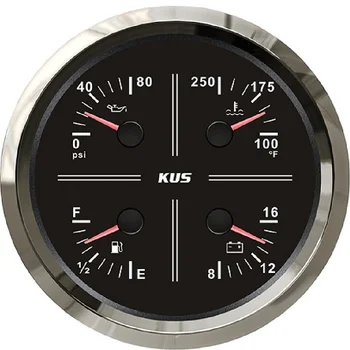 

KUS 110mm 4 in 1 Multifunctional Gauge Oil Pressure Fuel Level Water Temp 12V Voltmeter For Auto Marine With Backlight