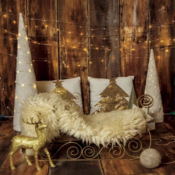 

Laeacco Christmas Reindeer Light Bulb Party Decor Baby Carpet Wooden Wall Board Portrait Photo Backdrop Photography Backgrounds