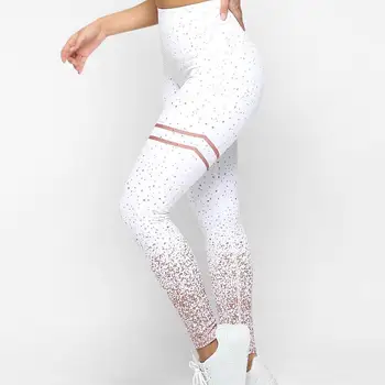 

Women Elastic High Waist Bronzing Printing Sport Yoga Pant Leggings Trousers