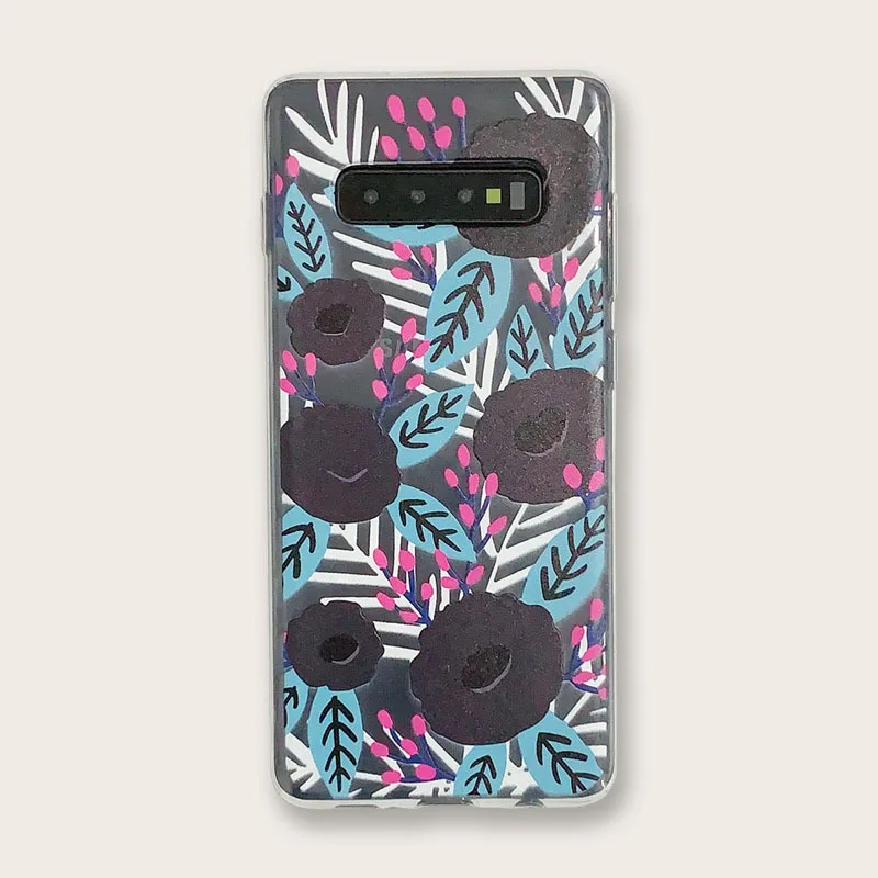 

New Samsung Transparent Black Flower Phone Case for Galaxy S8 / Galaxy S9 / Galaxy S9 + / Galaxy S10 TPU Phone Case