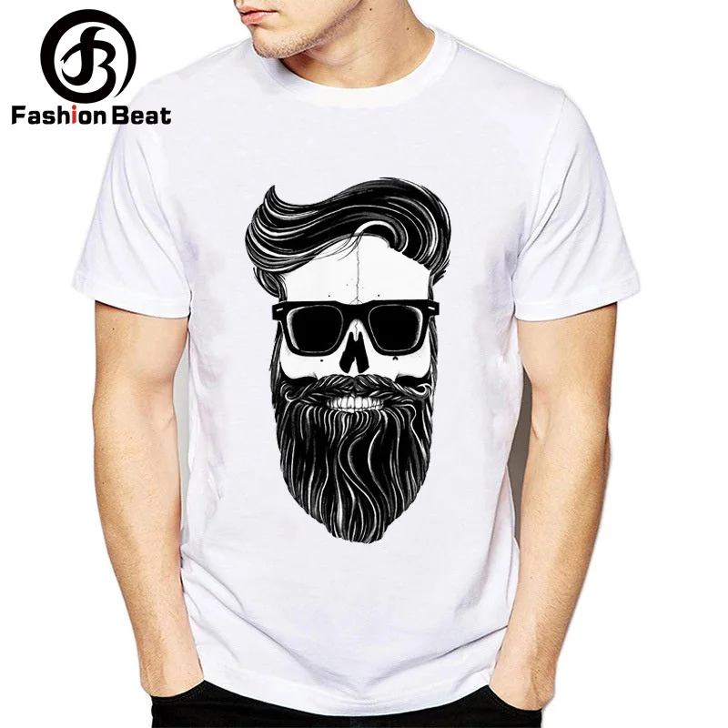 

Funny Bearded Men Beard Skull Tshirt Men Super Soft T Shirt Homme Short Sleeve Plus Size Street Style Funny T-shirt Male Tees
