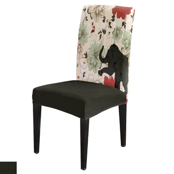 

Africa Indian Elephant Art Flowers Dining Chair Cover Spandex Elastic Chair Slipcover Case Stretch for Wedding Hotel Banquet