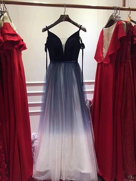 navy Vestido de festa, v-образный вырез, сексуальное вечернее платье, длинное вечернее платье - Цвет: navy