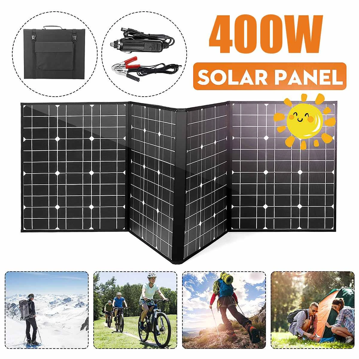 US $125.00 Solar Panel Foldable Flexible Portable 400w 18v Home Kit Outdoor Charger Controller 5v Usb 12v Car RV Battery