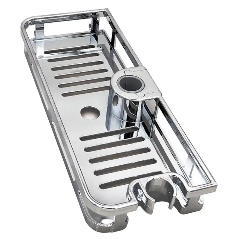 Bathroom Storage Rack Shower Tray Organizer Anti Bacteria Shower Shelf Lifting Rod Free Drilling Bathroom Shelf Holder
