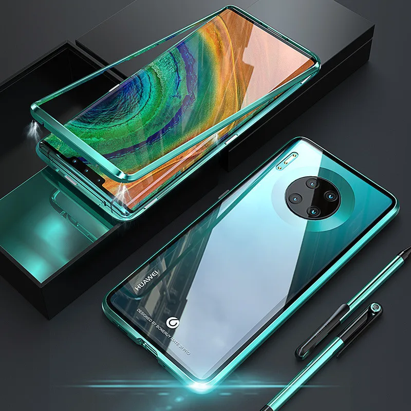 Чехол для телефона Etui Hawei mate 30pro, роскошный Магнитный чехол для huawei mate 30 Pro, закаленное стекло, металлическая рамка, адсорбционный бампер, чехол