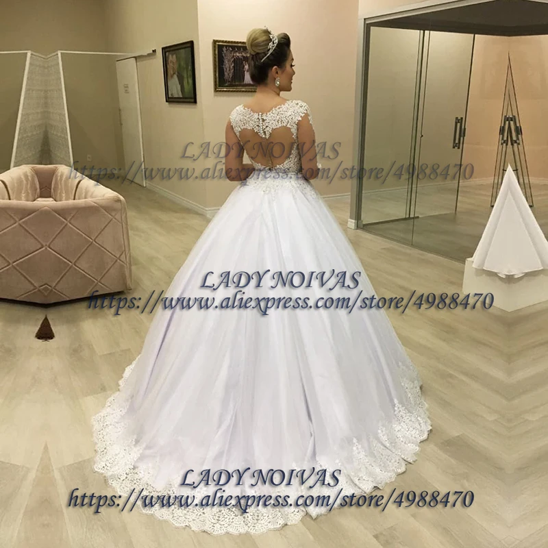 Vestido De Novia 2 в 1 свадебное платье с длинными рукавами Свадебные платья с аппликацией 2 EM 1 свадебное платье es пышный Тюль съемный шлейф