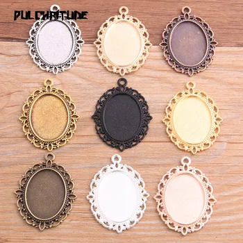 

6pcs 18*25mm Inner Size 9 color Classical Style Oval Cabochon Base Setting Charms Pendant For Diy Jewelry Making