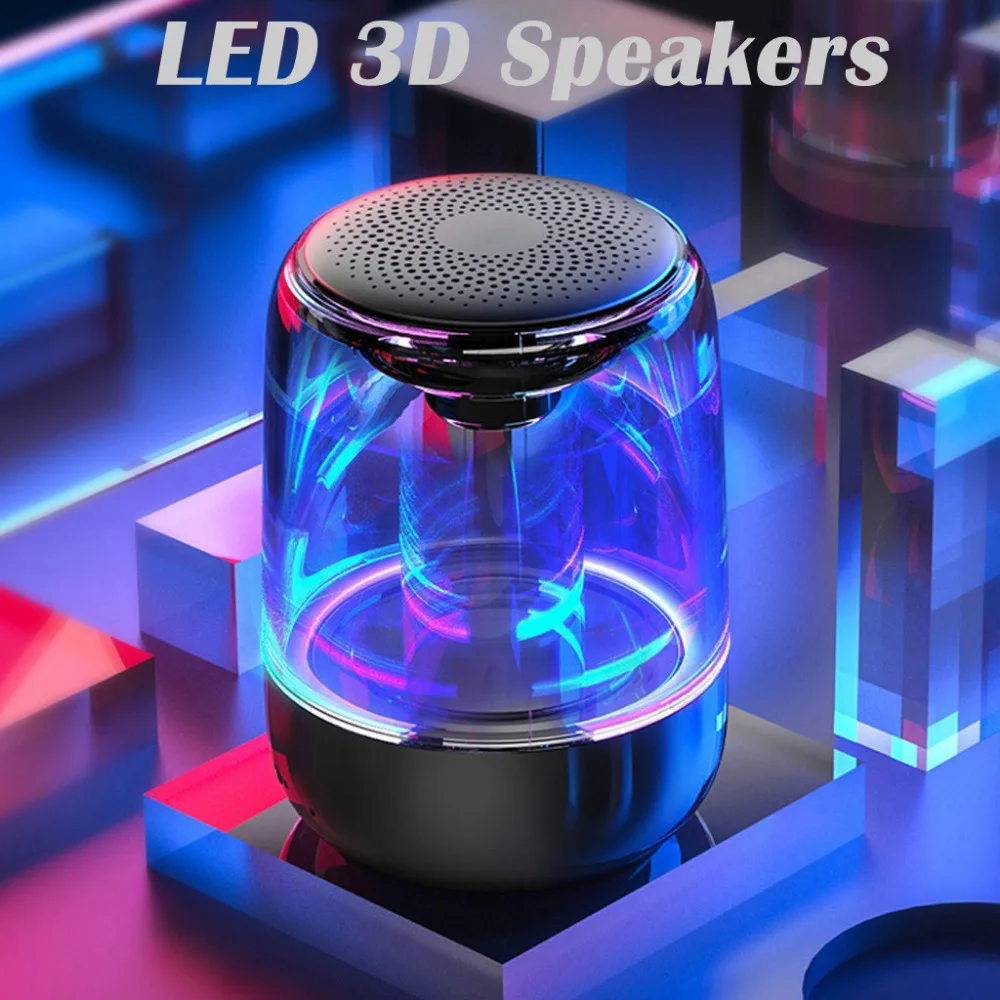 Portable Wireless Transparent RGB LED Blueteeth Speakers HD HiFi Powerful Sound WMic Hands Free Home Outdoor Speaker 40AUG6 (6)