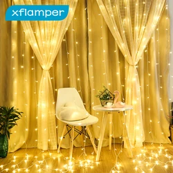 Xflamper – guirlande lumineuse rideau de glaçons à LED, 3x3M, pour l'extérieur et l'intérieur, féerique, pour mariage, jardin, chambre à coucher, décoration 