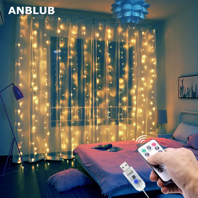 3M LED Curtain Garland on the Window USB String Lights Fairy Festoon Remote Control New Year Christmas Decorations for Home Room