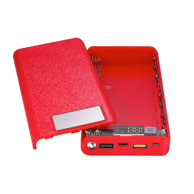 Red QC 3,0 Dual USB+ type C PD 8x18650 батарея DIY Блок питания светодиодный свет быстрое зарядное устройство для iPhone samsung сотовый телефон планшет 37MC - Цвет: Red