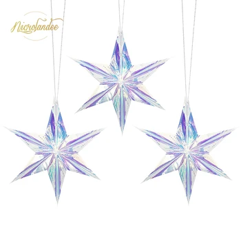 

NICROLANDEE 1PCS Rainbow Film Hexagonal Star DIY Party Garland Decor Supplies Room Shopwindow Grand Event Colorful Decorations