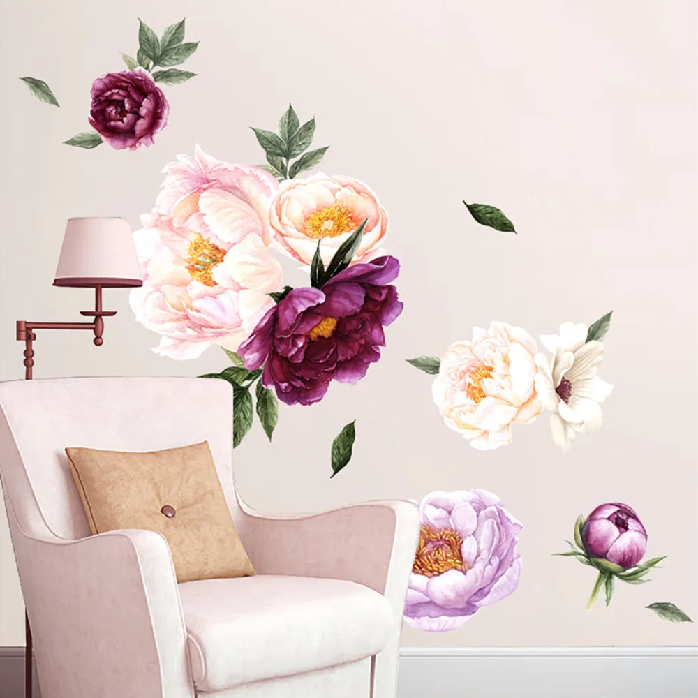 

Large flower wall pasted with bedroom background wall self-adhesive 3D three-dimensional flower wall mural room decor