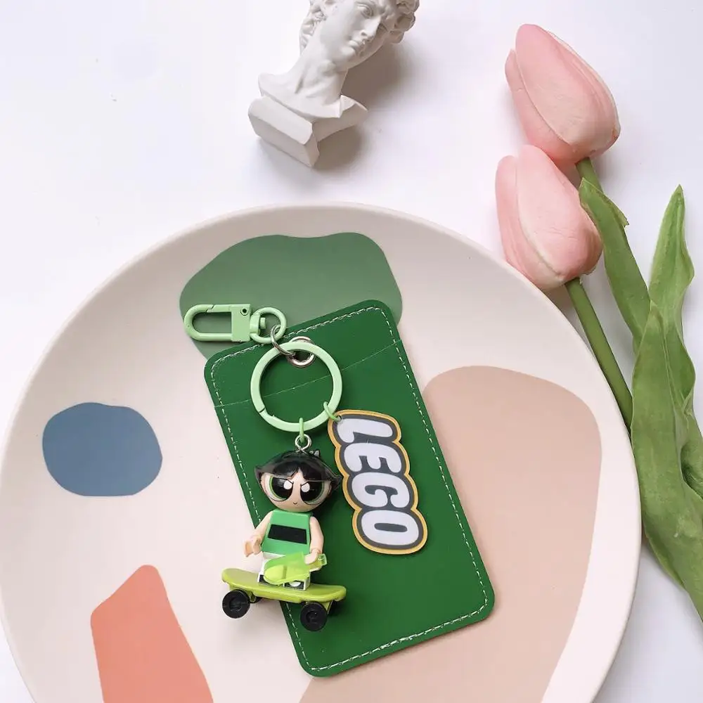 Милый мультфильм Powerpuff девушки брелок в виде фигуры подвесная карточка и ID Держатели студенческий банк автобус Висячие шеи карты Обложка