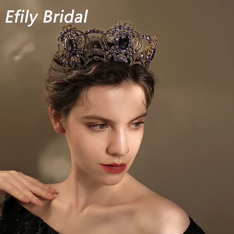 

Purple Rhinestone Tiaras and Crowns for Women Hair Accessories Wedding Crystal Bridal Hair Jewelry Bridesmaid Party Headpiece