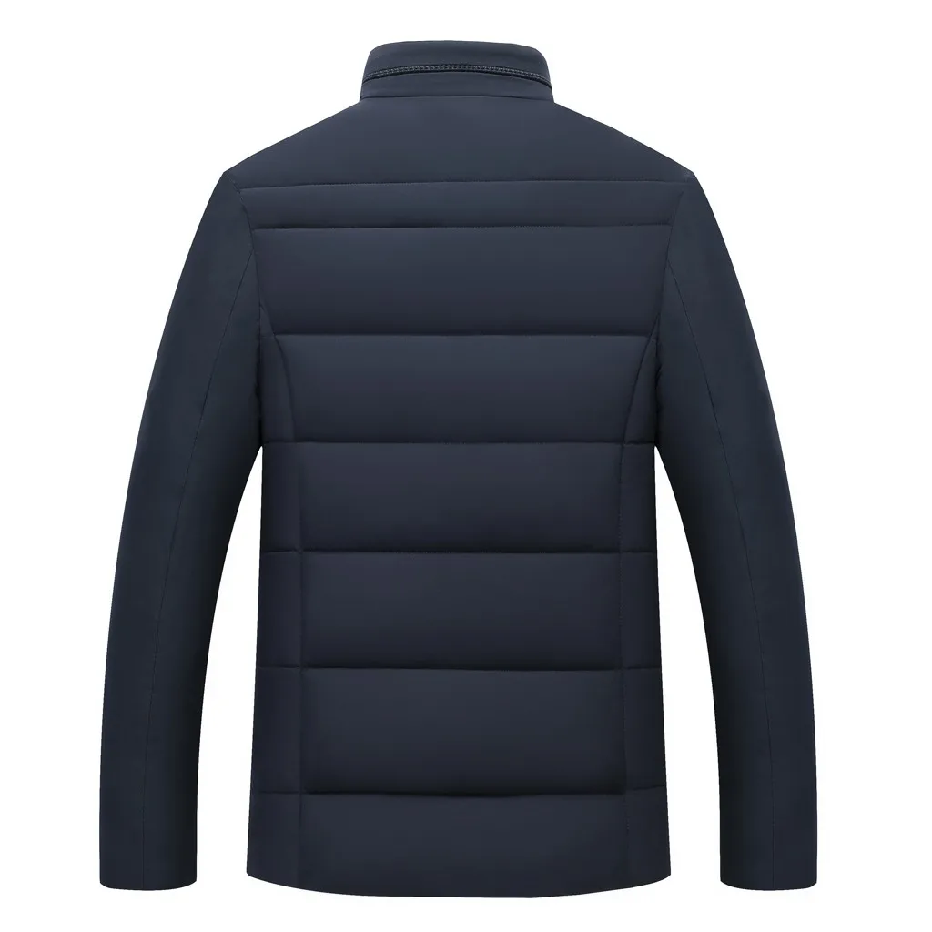 Feitong chaqueta hombre, зимняя мужская куртка, повседневная, с карманами, на пуговицах, с хлопковой подкладкой, стоячий воротник, топ, уличная одежда, черное пальто, jaqueta